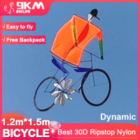 9KM Dynamic Bicycle Kite 1.2m*1.5m Line Laundry Single Line Show Kite for Kite Festival 30D Ripstop Nylon with Bag (Need Pilot)