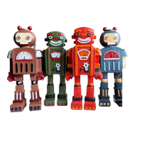【PiNYU 品柚生活傢飾館】4件組-彩色機器人(工業風樹脂彩色機器人擺飾 裝飾品 店面飾品 交換禮物 兒童最愛)
