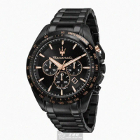 【MASERATI 瑪莎拉蒂】MASERATI手錶型號R8873612048(黑色錶面黑錶殼深黑色精鋼錶帶款)