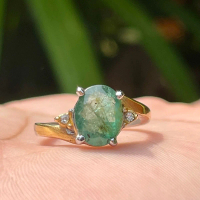 Cincin Wanita Batu Zamrud Brazil Natural Asli Alam