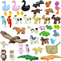[Fun] City Animal Building Block Figures Eagle Owl Goat Crocodile Dog Lion Cheetah Parrot DIY Farm S