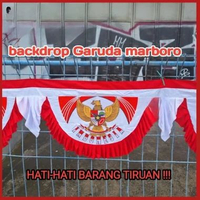 Bendera Merah Putih Backdrop bendera panjang bendera garuda 5 gelombang Kain Satin batik merah
