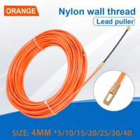 4mm 5-40M Tape Puller Extractor Guide Device Orange Nylon Wall Wire Lead Wire Puller Cable Electrician Spring Puller Lead