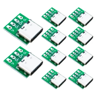10 PCS TYPE-C USB3.1 16 Pin Female To 2.54Mm Type C Connector 16P Adapter Test PCB Board Plate Socket For Data Transfer