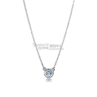 Tiffany&amp;Co. 0.13克拉圓形海藍寶石純銀項鍊