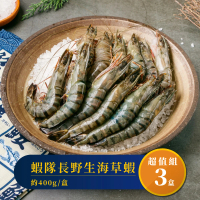 【夯達人】嚴選馬來西亞野生海草蝦3盒組(12尾/盒 400g±10%)