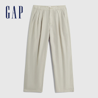 【GAP】男裝 商務刷毛直筒長褲-米黃色(840886)