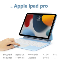 Bluetooth Magic Keyboard For Apple iPad Pro12.9 2021 3rd 4th Case RGB Backlight Keyboard Korean Portuguese Arabic Spanish French
