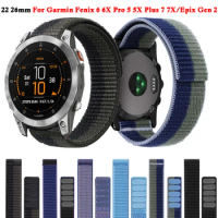 26mm 22mm Nylon Sport Watchband Bracelet For Garmin Fenix 7X 7 6X 6 Pro 5 5X Plus Epix Gen 2 Strap Smart Watch Replacement Band