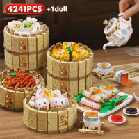 4241PCS Mini Cantonese Food Morning Tea Food Building Blocks Traditional Chinese Dim Sum Figures Bricks Toys for Kids Gifts