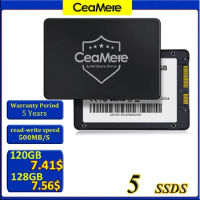 CeaMere 5PCS SSD 120GB 240GB 480GB 960GB Internal Sata3 Solid State Drive 2.5 128GB 256GB 512GB 1TB 2TB SSD for PC Laptop