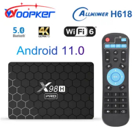 Woopker X98H Pro Android 12 TV Box 4GB 64GB Allwinner H618 Quad Core 4K H.265 Wifi6 Gigabit 1000M LAN HD Fast Set top box 2G 16G
