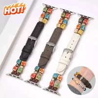 Dây đeo Apple Watch bằng gốm sứ cao cấp mới với vòng da dành cho nữ, phù hợp với các mẫu Apple Watch