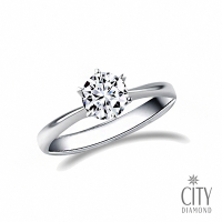【City Diamond 引雅】經典六爪30分鑽石白K戒指 鑽戒