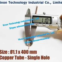 (100PCS/LOT) 1.1x400MM EDM Copper Tube Single Hole, Copper EDM Tubing Electrode Tube Single Channel, Diameter 1.1mm, 400mm Long