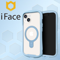 日本 iFace iPhone 15 Reflection MagSafe 抗衝擊強化玻璃保護殼 - 莫蘭迪藍色