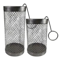 Wire Mesh Grill Basket Outdoor BBQ Basket Stainless Steel Rolling Grilling Basket Wire Mesh Cylinder Grill Basket Round Grilling