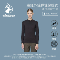 Wildland 荒野 女遠紅外線彈性保暖衣-黑色-W2689-54(T恤/女裝/上衣/休閒上衣)