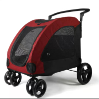 DODOPET 大型寵物手推車 巨型犬 外出手推車 四輪摺疊 紅色