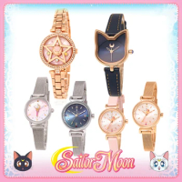 Anime Sailor Moon Crystal Star Compact Watch Quartz Watches For Women Wristwatch Luna Cat Wrist Watch Girls Fans Cosplay Props