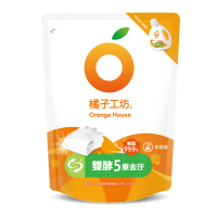 【橘子工坊】天然無香精制菌洗衣精補充包-雙酵去污(1500ml)