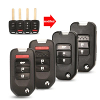 jingyuqin Remote Uncut Blade 2/3/4 Buttons Folding Flip Remote Key Shell Cover Case For Honda Civic City Fit XRV Vezel