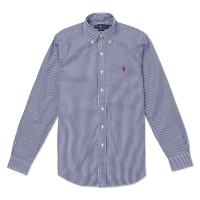 Polo Ralph Lauren RL 熱銷刺繡小馬長袖襯衫(CLASSIC FIT)-深藍白直條紋色