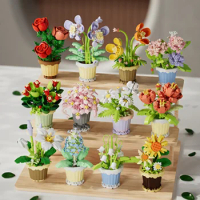 1set Floral Building Toy Set, succulent Plant Building Blocks, Bouquet Building Blocks