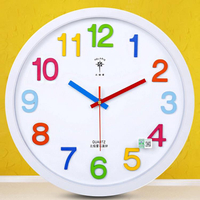 北極星14英寸可愛卡通創意掛鐘兒童房臥室靜音石英鐘客廳鐘錶掛錶