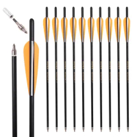 12PCS Spine 400 Crossbow Bolt Arrows OD8.8mm Carbon Arrow For Crossbow Hunting and Shooting