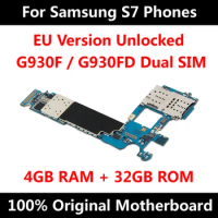 Original Unlocked For Samsung Galaxy S7 Edge G930F G930FD Motherboard Full Chips IMEI Android OS Logic Board 32GB 100% Tested