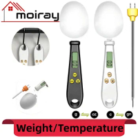 2 in 1 Electronic Kitchen Scale LCD Digital Measuring Food Flour Digital Spoon Coffee Scale Mini Thermometer Kitchen Tool Scale