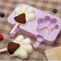 Alat Pembuat Es Ice SJ Cetakan Es Krim 2 Hole Silicone Mold Dessert Dog Paw with 50 Sticks - JSC84 -