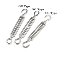 5pcs M4 M5 M6 M8 M10 304 Stainless Steel Adjusting Chain Rigging Hooks Eye Turnbuckle Wire Rope Tension Device Line OC OO CC