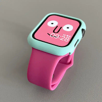 เคสแข็งแบบด้าน พร้อมสายซิลิโคนสีทึบ เข้ากันได้กับ Apple Watch Series 8, SE, 40mm, 41mm, 42mm, 44mm,