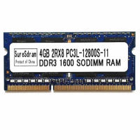 SureSdram DDR3 4GB 1600MHz sodimm RAMs 204PIN Laptop Memory DDR3 4GB 2RX8 PC3L-12800S-11 1.35V
