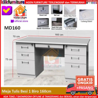 MD160 Meja Tulis Besi Meja Kantor Besi Meja Kerja Rangka Besi 1 BIRO