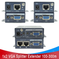 1x2 VGA Extender Splitter 100M 200M 300M 1/2 VGA Splitter Over Cat5e/6 1080p for laptop LCD TV Proje