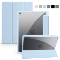 Funda For iPad 9 8 Generation Case Trifold Leather Acrylic Clear Back Smart Cover For iPad 9 8 7 iPad 10.2 Case With Pen Holder