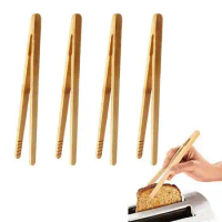 5pcs Bamboo Tongs 7 Inches Toaster Tongs Tea Clip Natural Bamboo Tweezers for Cooking Toast Bread Pickles Tea Bamboo Kitchen