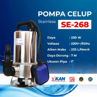 SANEI Pompa Celup Stainless SE-268 Otomatis 250W 220V Aliran Maks 233L/Menit Daya Dorong 7M