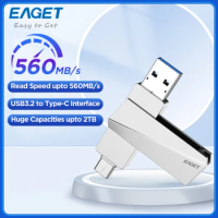 EAGET SU60 USB 3.2 Solid State Pen Drive 560MB/s High Speed Type C Flash Drive SSD 1TB 512GB 256GB 128GB Gen 2 Pendrive Flash