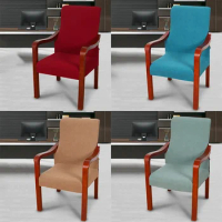 Retro Wooden Boss Armrest Chair Cover Slipcover Chinese Style Solid Color Elastic Office Chair Cover Home Decor Furniture Cover