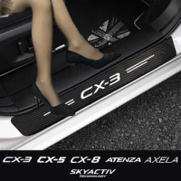 4Pcs Carbon Fiber Car Door Sill Protector Stickers for Mazda Skyactiv CX3 CX5 CX8 3 Axela 6 Atenza 2021 2020 2019 2018 2017 2016