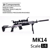 1/6 MK14 MODO Sniper Rifle Black Coated Plastic Assemble Gun Model Military Accessories For 12" Action Figure Display Collection