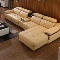 Living Room Sofa corner sofa sectional real genuine leather sofas L with storage cup holder muebles de sala moveis para casa