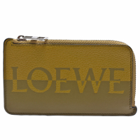 LOEWE 經典Trifold品牌LOGO粒面小牛皮三折短夾(炭灰/黑色)
