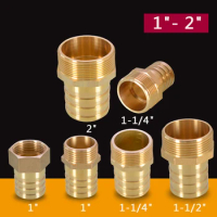 Large size 10/12/14/16/19/25/32/52mm Hose Barb TO 1" 1-1/4" 1-1/2" 2" BSP Female Male Brass Pipe Fitting Leather Tube Connector