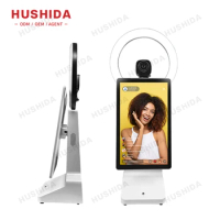 HUSHIDA Live Streaming Equipment Broadcast Machine Portable Capacitive Touch Monitor With Teleprompter And Fill Light