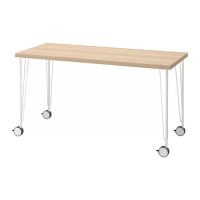 LAGKAPTEN/KRILLE 書桌/工作桌, 染白橡木紋/白色, 140x60 公分